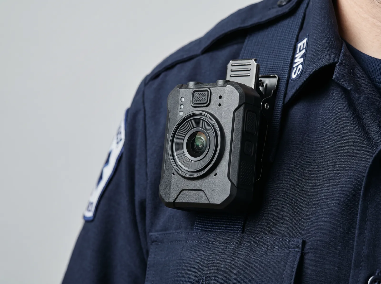 Chest-mounted VeriMedic body camera on a paramedic uniform